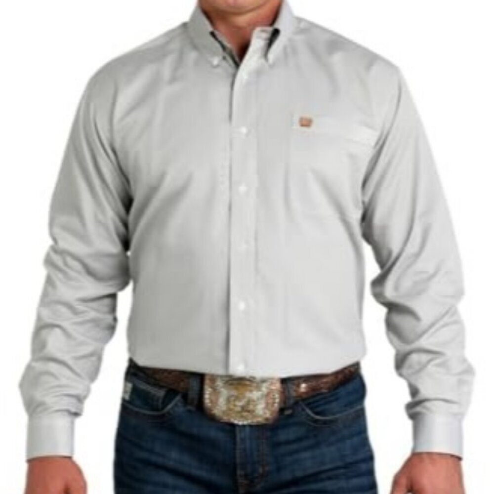Cinch Men's Long Sleeve Tencel Stripe Button Shirt Olive MTW1105982